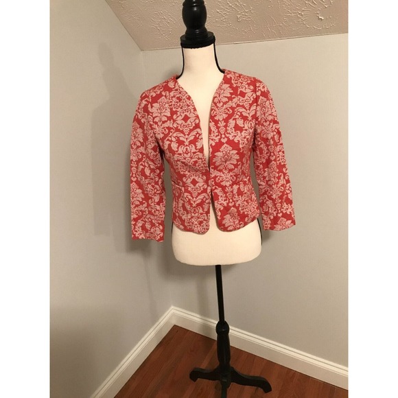 Anthropologie Jackets & Blazers - Anthropologie Isani Orange and White Basile Cropped Jacket - Size 6